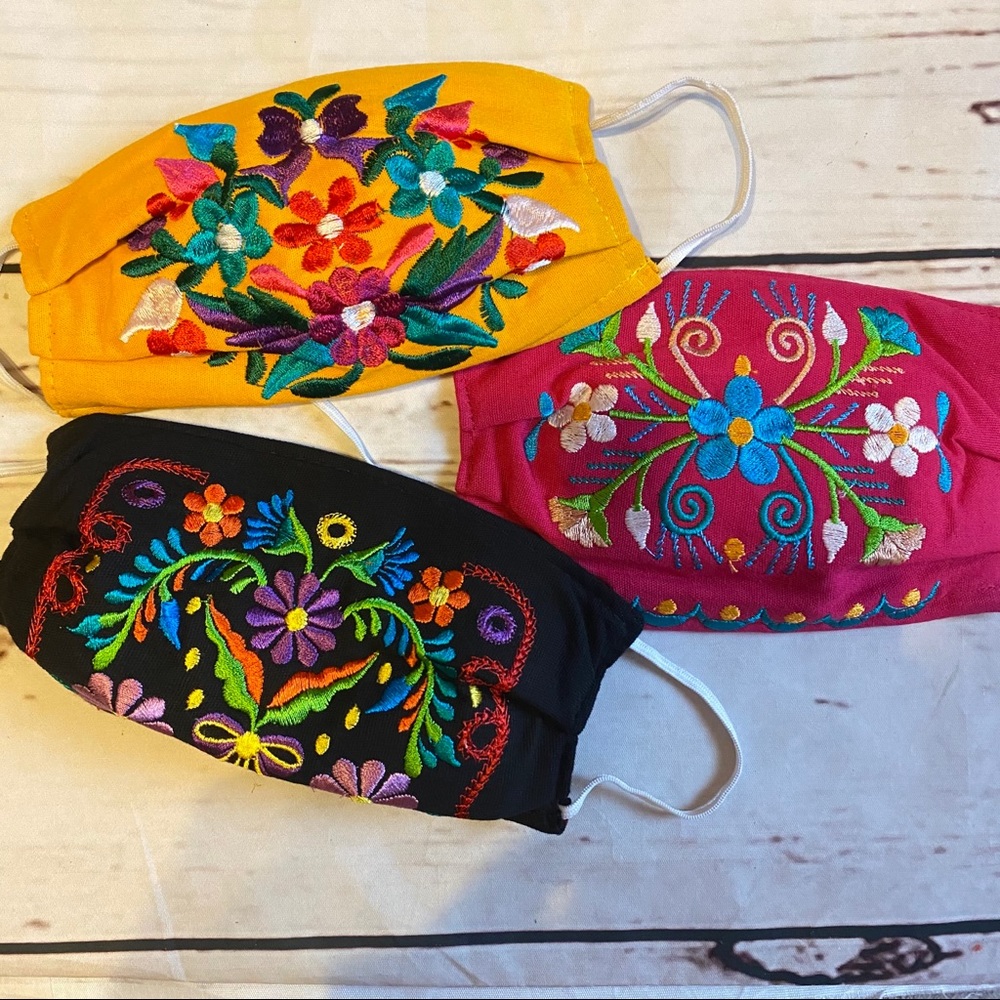 3 pack- Face Masks 💐- MEXICAN EMBROIDERED